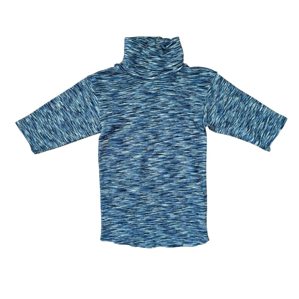 Free People Space Dyed Blue Turtle Neck Top Size S EUC Chic Boho Cottagecore